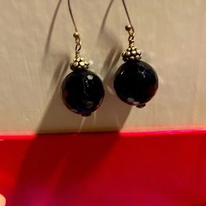 Pretty onyx like faceted drop earrings